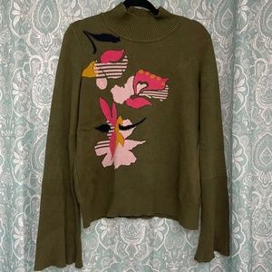 Women's Anthropologie Knitted & Knotted Mock Neck Sweater Print XL